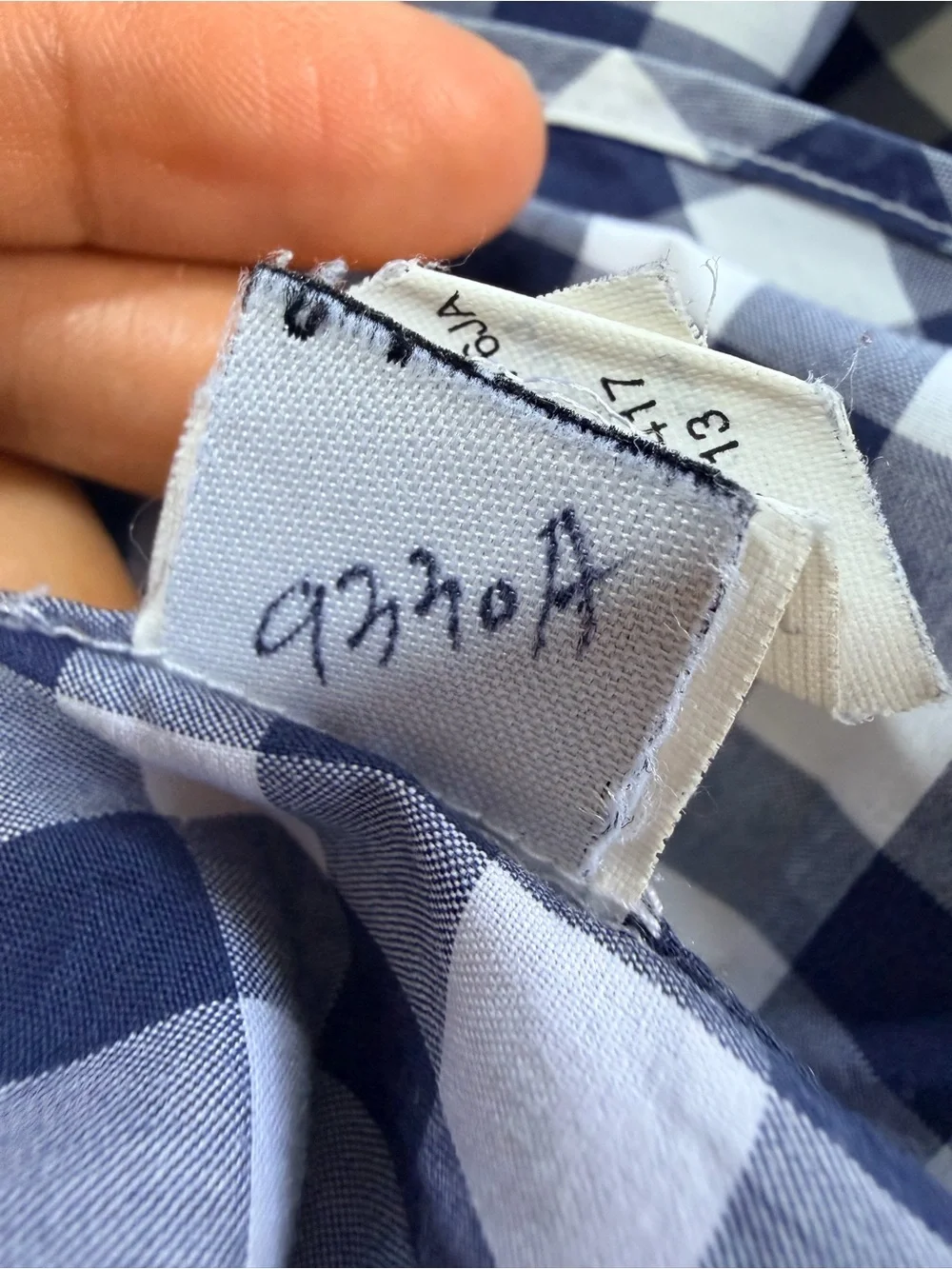 J.Crew Men’s Large Blue White Gingham Check Long Sleeve Shirt